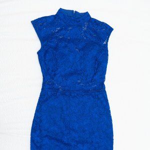 Blue Lacey, sheer cutout Dress